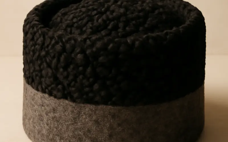 Detail du design bicolore noir et gris du bandeau russe