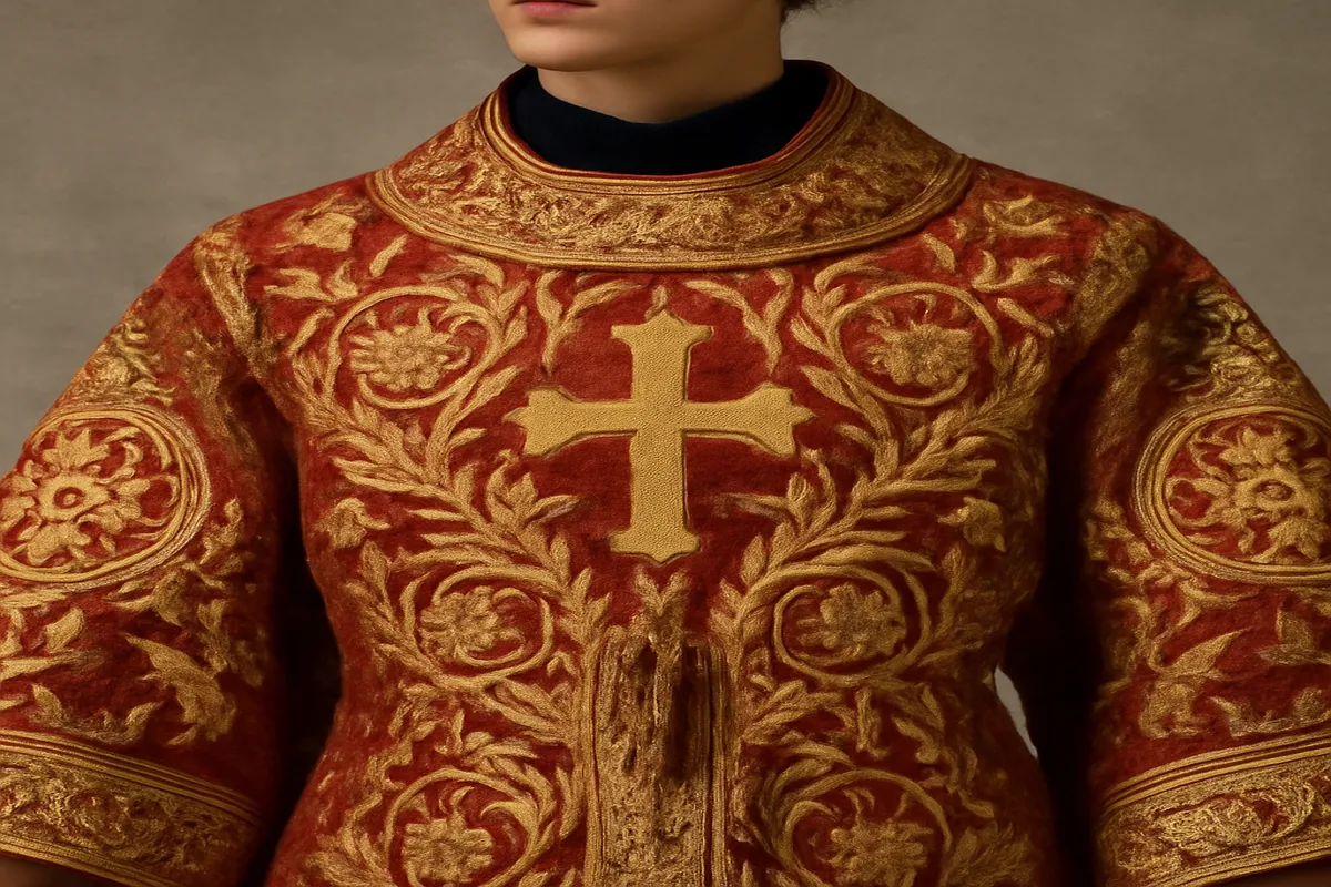 Costume d'apparat russe orne de broderie d'or de Torjok