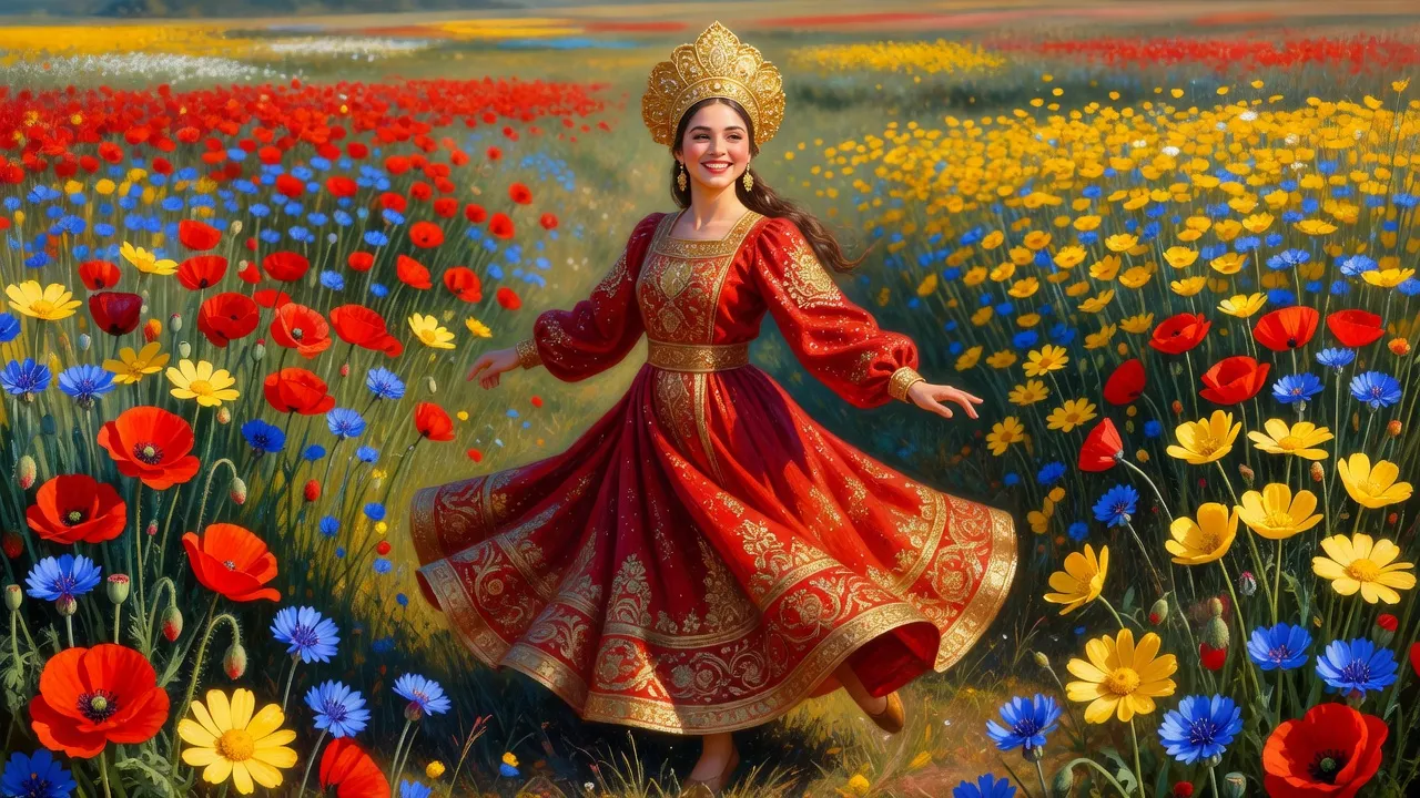 Sarafan robe traditionnelle russe brodée