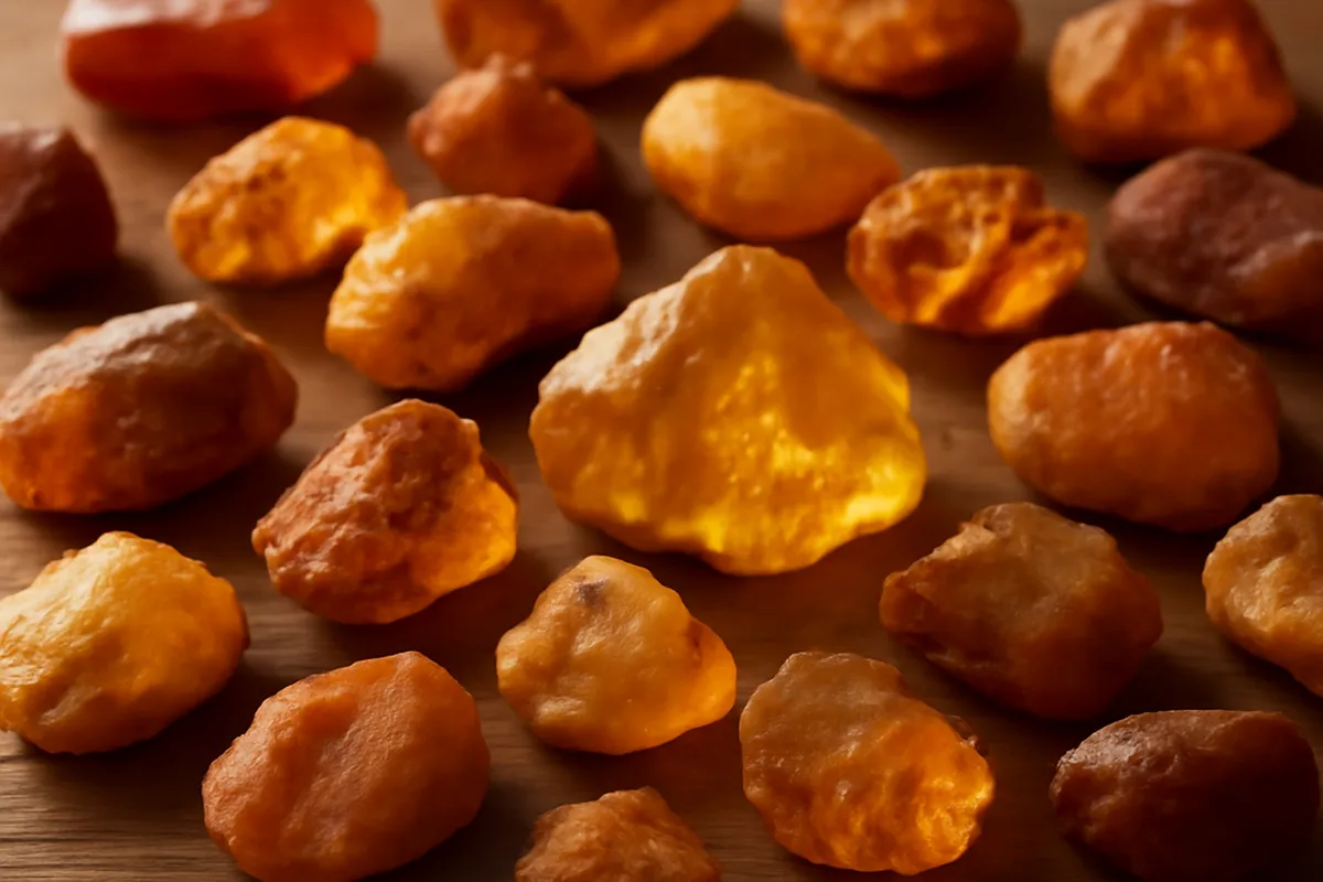 Pierres d'ambre brutes de la Baltique avant taille