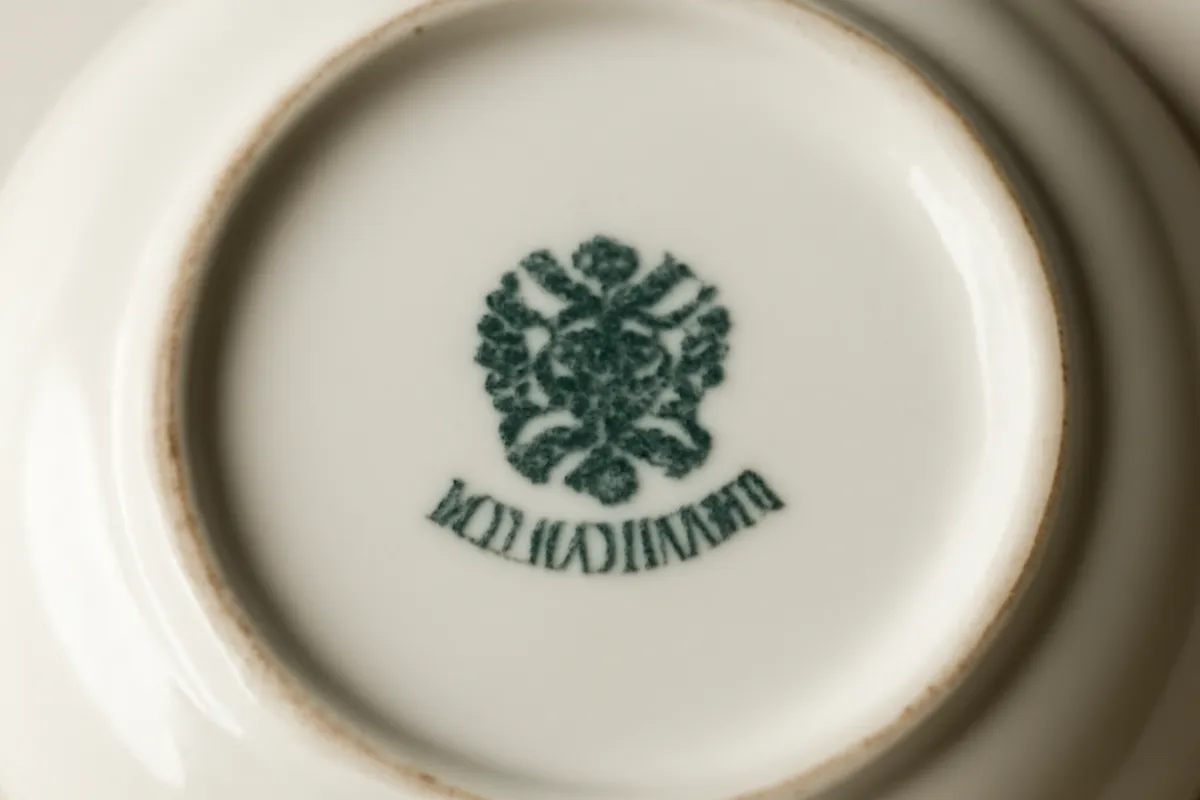 Marque de fabrique authentique sous une pièce de porcelaine Gzhel