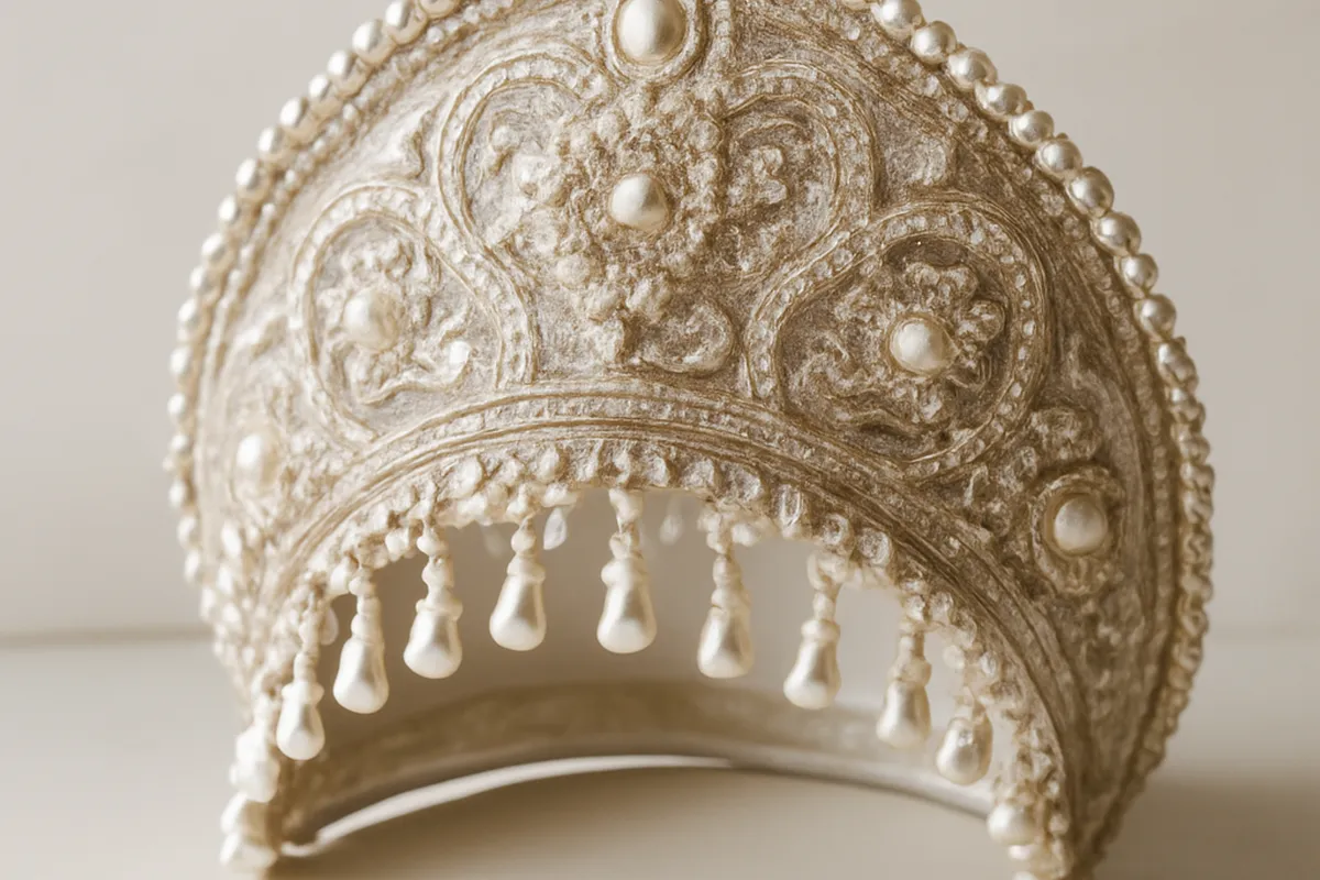Couronne venets traditionnelle de mariée russe perlée