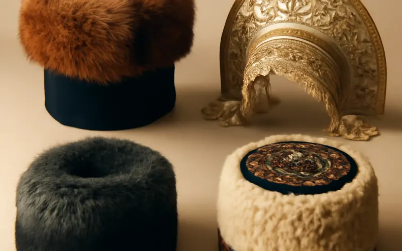 Collection de differents types de chapeaux russes traditionnels