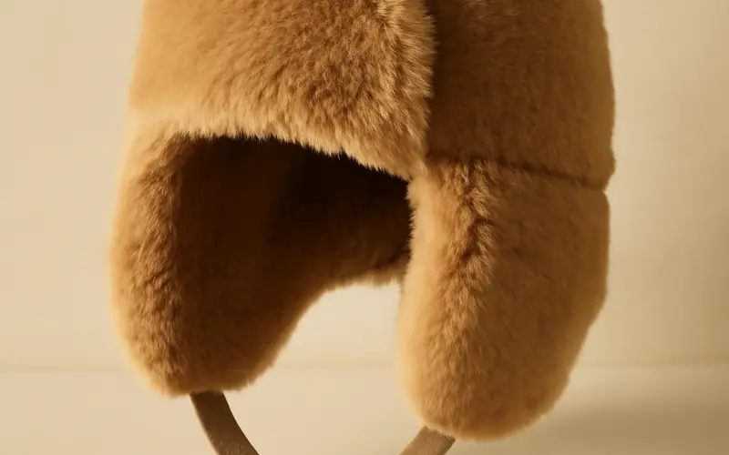 Chapka bebe en fausse fourrure douce avec attaches securisees
