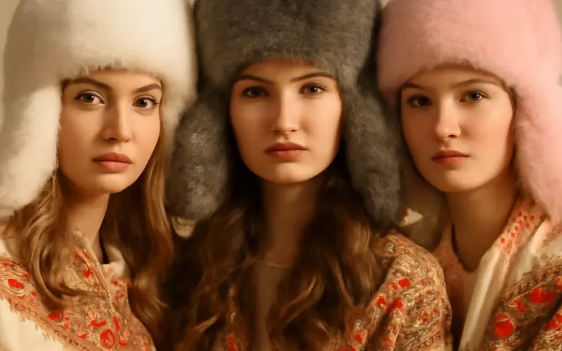 Differents styles de chapkas femme : blanche, grise, rose