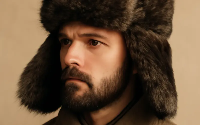 Chapka homme en fourrure sombre avec rabats releves