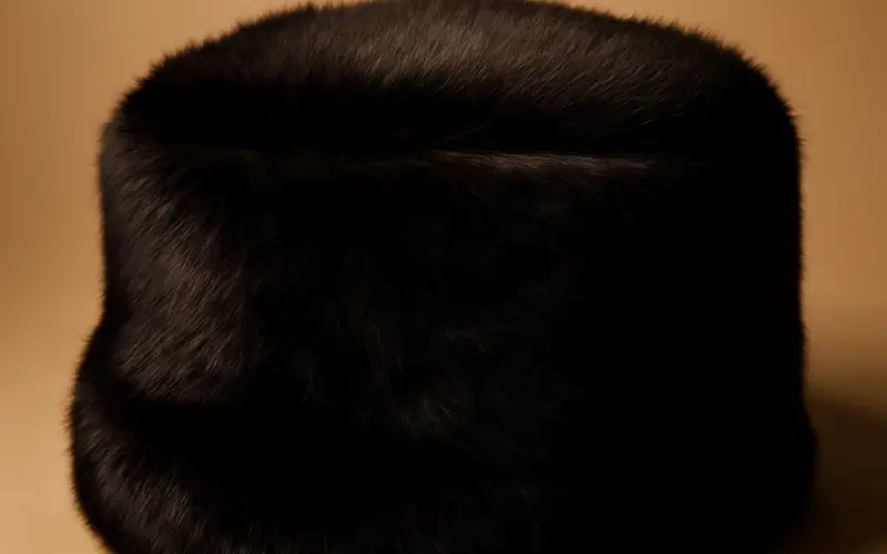 Toque russe elegante en fausse fourrure sombre