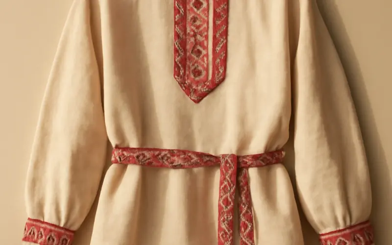 Kosovorotka chemise traditionnelle russe brodee avec ceinture