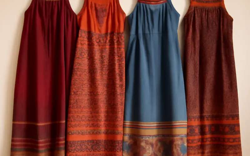 Variantes regionales du sarafan russe avec leurs motifs distinctifs