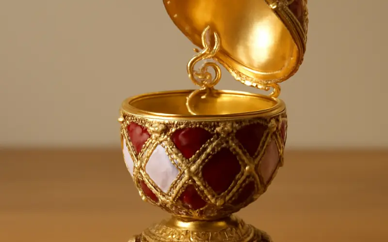 Replique decorative d'un oeuf de Faberge avec boite a musique