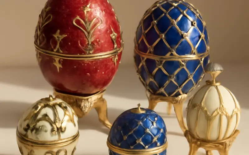 Differents modeles de repliques d'oeufs de Faberge decoratifs