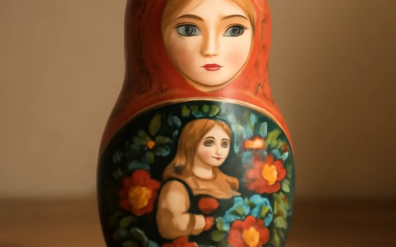 Matriochka doll sophistiquee avec peinture artistique detaillee