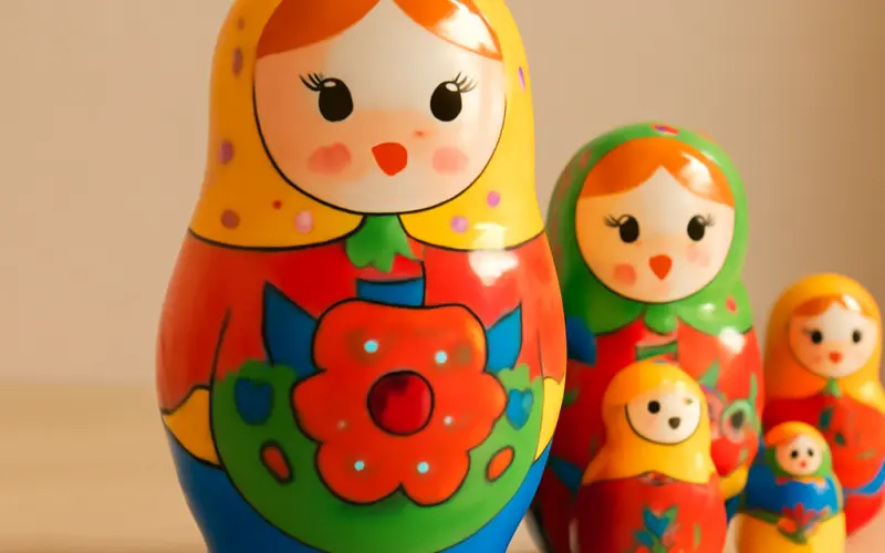 Matriochka coloree pour enfant avec formes arrondies et couleurs vives