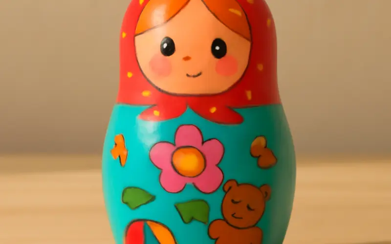 Matriochka jouet coloree avec motifs ludiques pour enfants