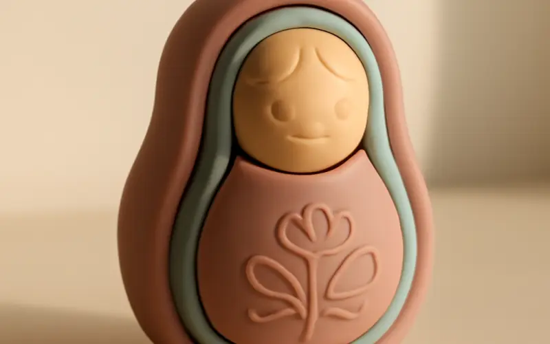 Matriochka jouet en silicone souple aux couleurs pastel pour bebe
