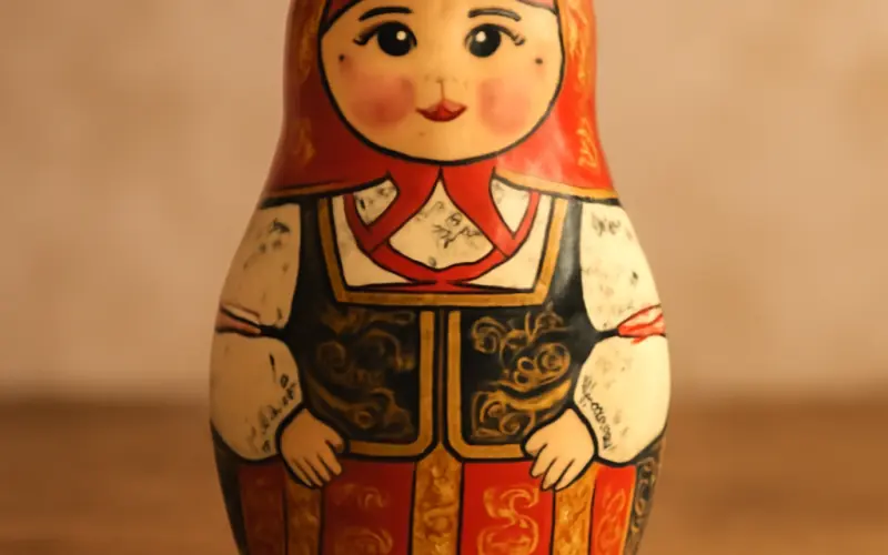 Matriochka russe traditionnelle peinte en costume folklorique
