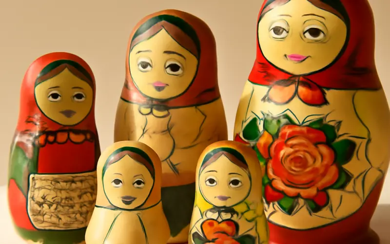 Matriochkas russes de differents styles regionaux et epoques