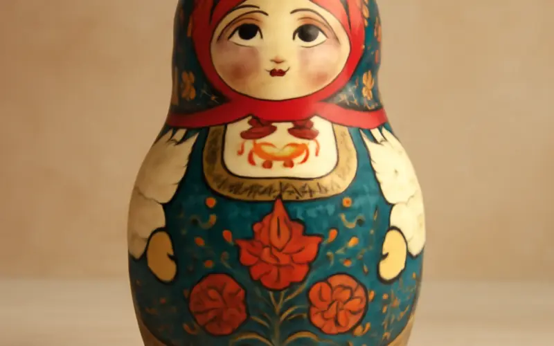 Poupee russe traditionnelle peinte a la main en costume folklorique